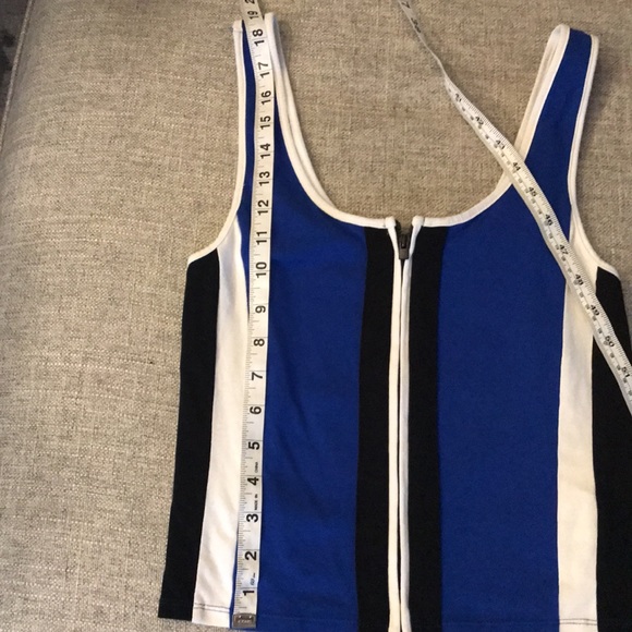 Express Y2K Zip Up Vertical Striped Color Block Crop Tank Top - Picture 7 of 8